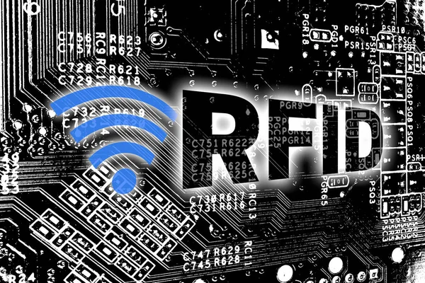 RFID avec fond conceptuel de carte de circuit imprimé . — Photo