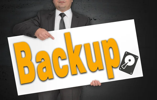 Back-poster wordt gehouden door zakenman — Stockfoto