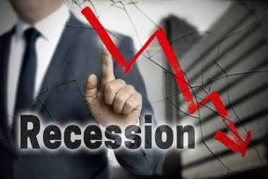 Ekonomik durgunluk konsepti iş adamı tarafından gösteriliyor.