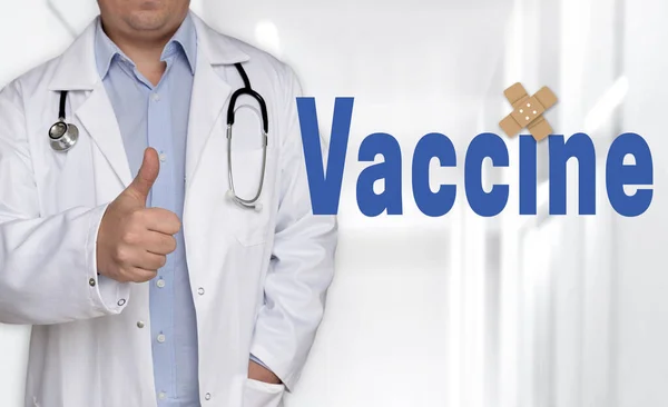 Vaccinkoncept Och Läkare Med Tummen Upp — Stockfoto