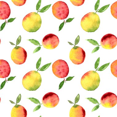 Kayısı, şeftali, suluboya kusursuz desen. Tekstil, giysi, moda kumaşı, çarşaf, elbise, kapak, duvar kağıdı için sonsuz baskı. Modern moda tarzında el boyaması sanat
