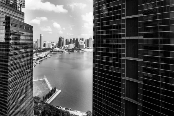 Singapore Urban Skyline och byggnader i skymningen — Stockfoto