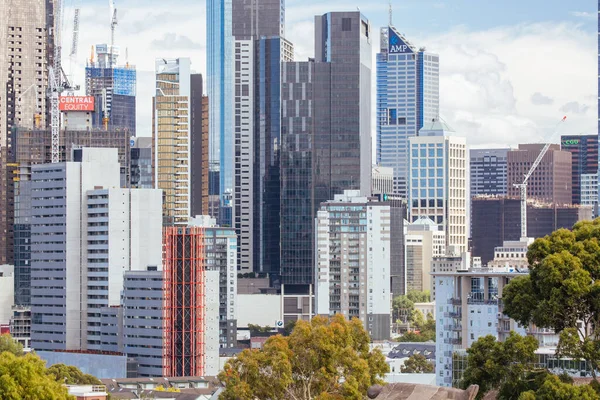 Vista del CDB de Melbourne en Victoria Australia — Foto de Stock