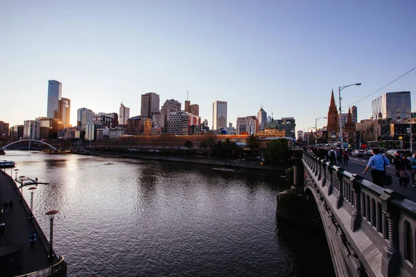 Melbourne Skyline o zachodzie słońca — Zdjęcie stockowe