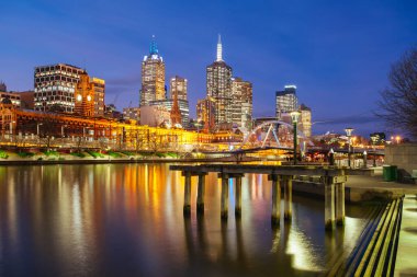 Avustralya 'daki Alacakaranlık' ta Melbourne Skyline