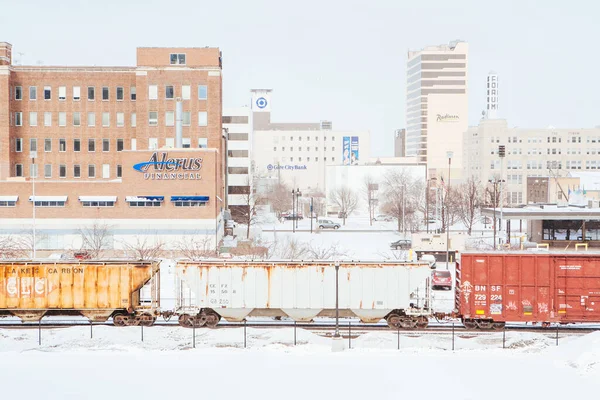 Περνώντας το τρένο στο Fargo ΗΠΑ — Φωτογραφία Αρχείου