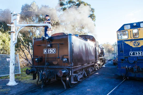 Trem a vapor Heritage em Maldon Austrália — Fotografia de Stock