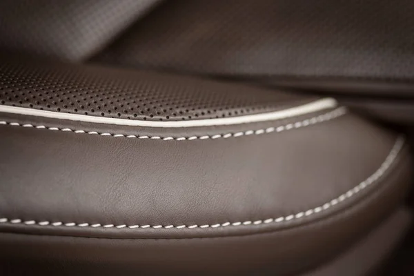 Part of leather car seat with stich. — Stock Photo, Image