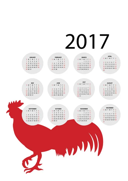 Calendario chino de diseño de año nuevo para 2017 año . — Vector de stock