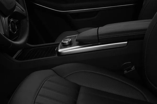 Modern, luxury car interior background. Black and white. — Stock Photo, Image