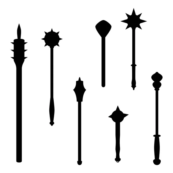 Old Weapons Set Medieval Mace Isolated White Background Vector Eps10 — Stock Vector