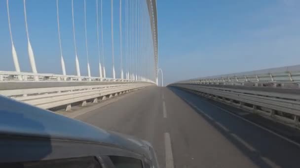 Shooting Running Car Window Calatrava Bridges Reggio Emilia Italy — Stock Video