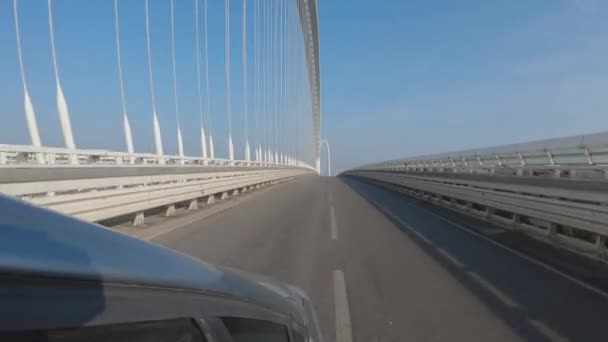 Disparando Desde Escaparate Los Puentes Calatrava Reggio Emilia Italia — Vídeo de stock