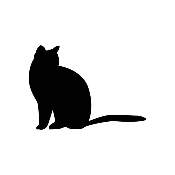 Black Cat Silhouette Isolated White Background Vector Illustration — Stock Vector