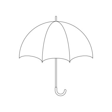 Şemsiye çizgisi çizimi. Vektör çizgisi şemsiyesi beyaz arkaplanda izole edildi