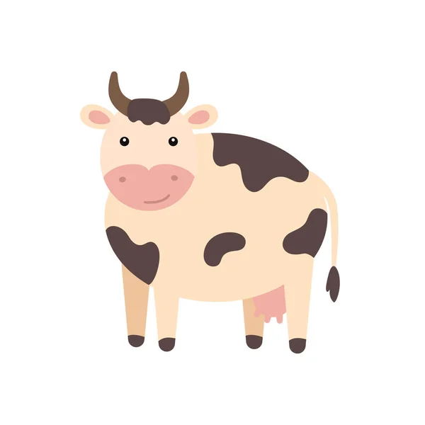 Leuke cartoon huisdier koe illustratie. Ikoon landbouwhuisdier. — Stockvector
