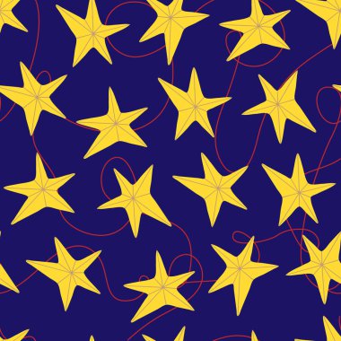 Noel yıldızlarıyla kusursuz bir düzen. El çizimi Noel şablonu düz stil