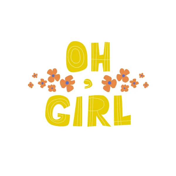 Oh meninas cartoon vector lettering. Elemento de design gráfico . — Vetor de Stock