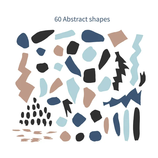 Abstrakt former samling. 60 vektorhandritade element. — Stock vektor