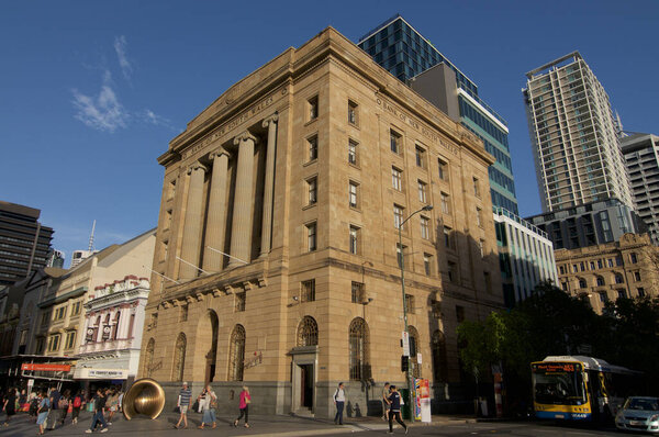 Brisbane, Queensland, Australia - 21st January 2020 : Side view of the beautiful Bank of New South Wales building in Brisbane