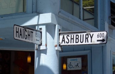 Ünlü trafik işareti Haight ve Ashbury, San Francisco ABD kesişim