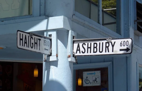 Célèbre Panneau Signalisation Intersection Haight Ashbury San Francisco Usa — Photo