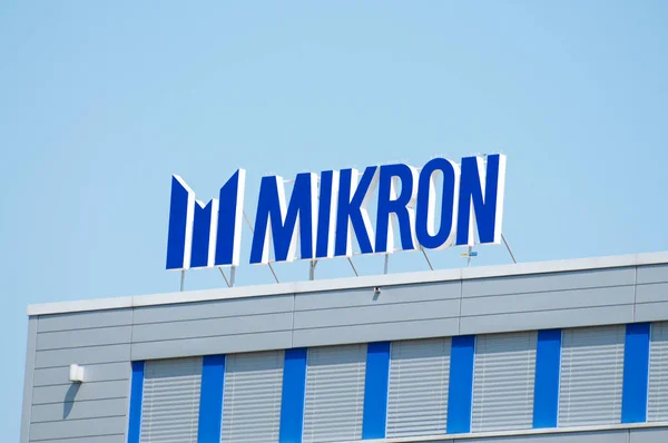 Agno Ticino Suíça Abril 2020 Logo Empresa Mikron Group Mikron — Fotografia de Stock