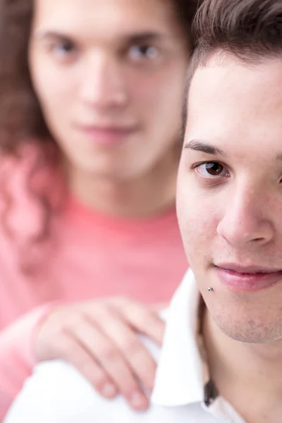 Young sweet gay man looking at you — Stock Photo, Image