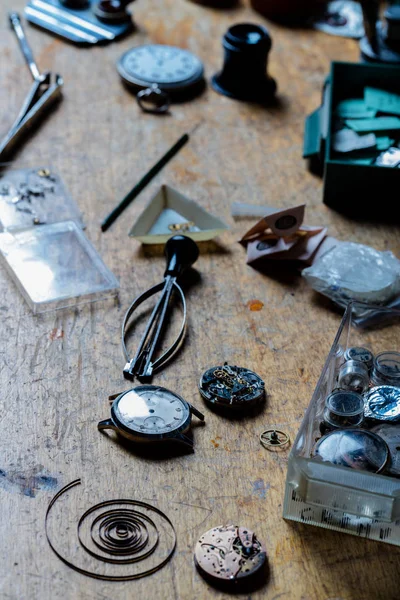 Mixed tools and instruments of a watchmaker — Stock Photo, Image