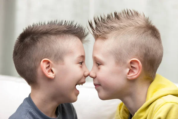 Opmerking Als u wilt neus portret van little brothers — Stockfoto