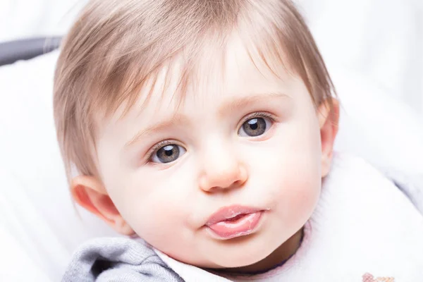 Baby girl close up studio portrait — Stok Foto