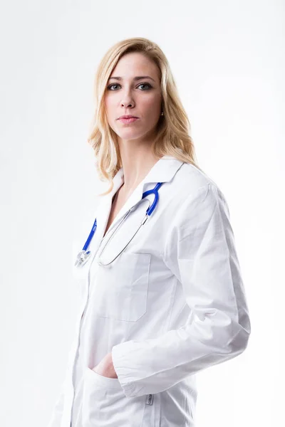 Fej orvos egy szőke nő — Stock Fotó
