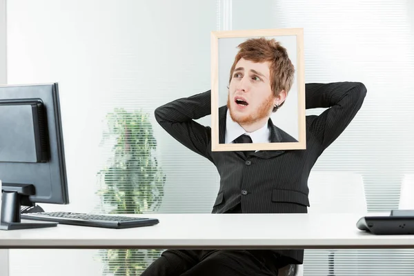 Funny concept of a frigtened office worker — Stock Photo, Image