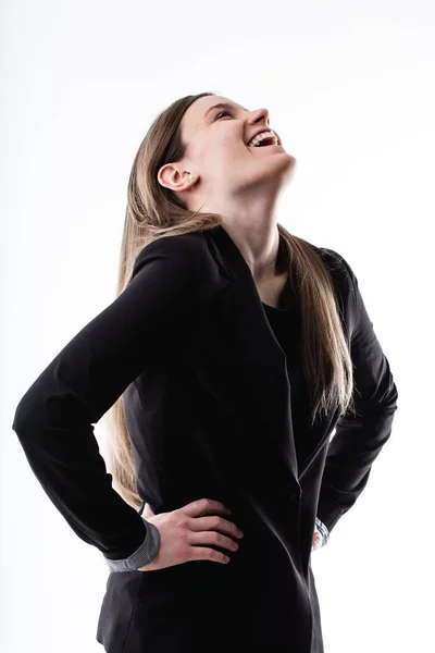 Donna d'affari ridendo ad alta voce — Foto Stock