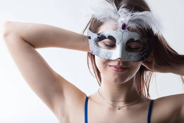 Girl wearing a mask ready for the party — Stock Photo, Image