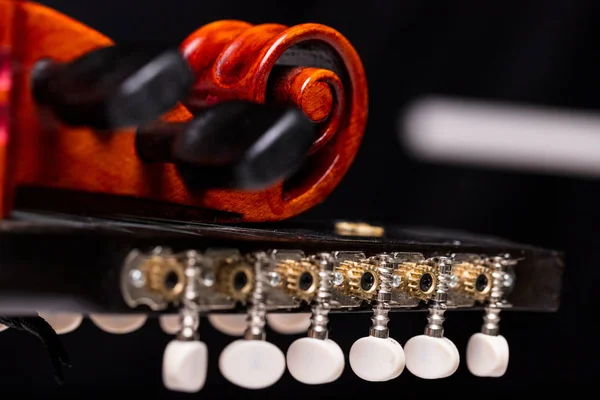 Pergamino de Nyckelharpa, cabezal y detalles pegbox —  Fotos de Stock