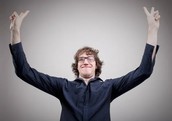 Happy man exulting about success — Stock Photo, Image