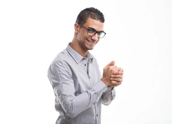 Young man smiling with glee — Stock Photo, Image