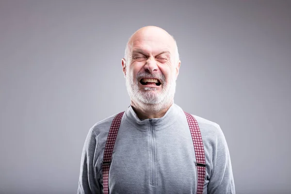 Übertriebener Tränen-Ausdruck eines alten Mannes — Stockfoto