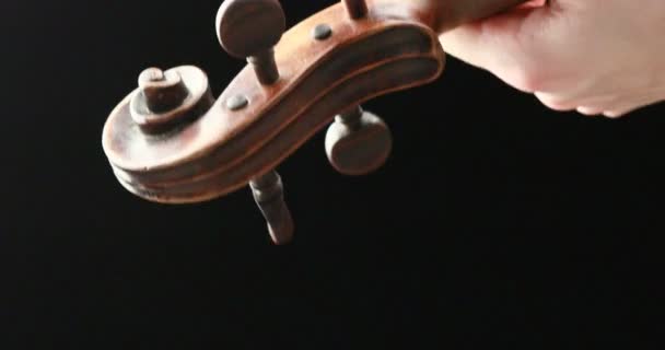 Κλασική Μουσικός Που Παίζει Μπαρόκ Βιολί Μαύρο Φόντο Έννοια Ζωντανή — Αρχείο Βίντεο