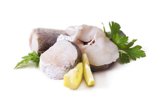 Fish: hake with lemon isolated — Stock Photo, Image