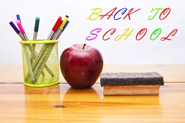 Concept back to school accessories on wooden background — ストック写真