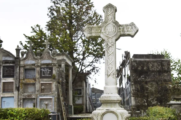 Мраморный крест на кладбище — стоковое фото