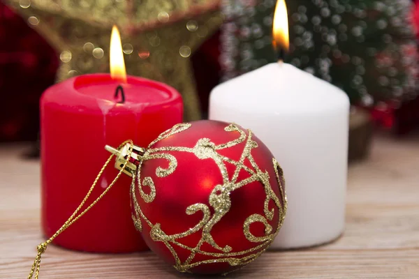 Candles with Christmas decorations Royalty Free Stock Photos
