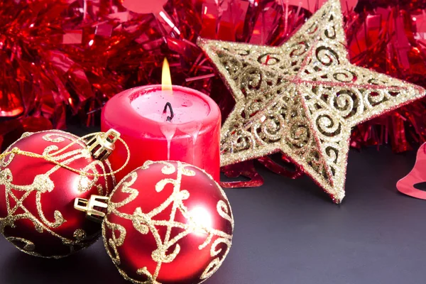 Candles with Christmas decorations Royalty Free Stock Photos