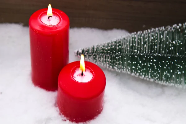 Merry christmas card with candles — Stock Photo, Image