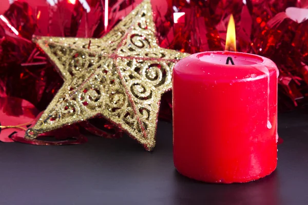 快乐圣诞贺卡与蜡烛 — 图库照片