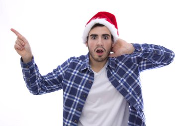 Kap ve işaret bir Noel Baba ile genç adam şaşırttı