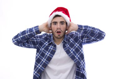 Kap ve işaret bir Noel Baba ile genç adam şaşırttı