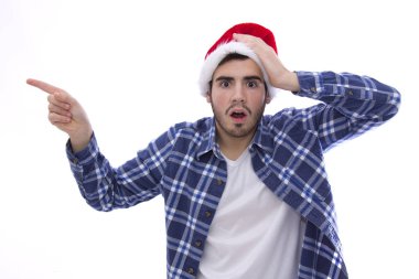 Kap ve işaret bir Noel Baba ile genç adam şaşırttı